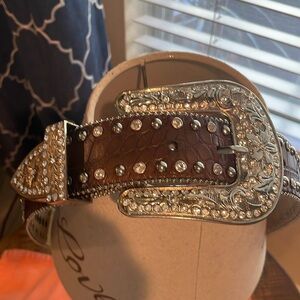 Blinged Out Belt Genuine Leather